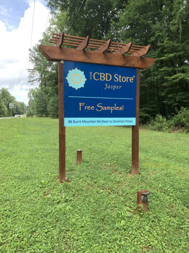 Lighted roadside signage for cbd store in jasper georgia