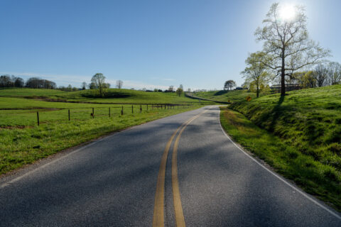 Scenic country road in north georgia mountains